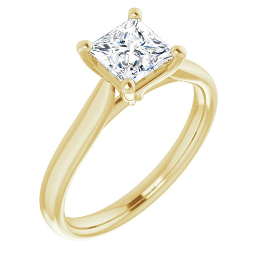 Asleo Square Solitaire Engagement Ring in 18k Yellow Gold