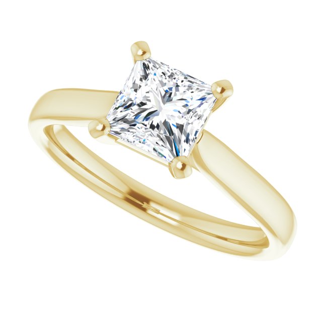 Asleo Square Solitaire Engagement Ring in 18k Yellow Gold