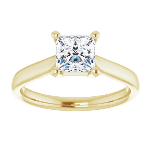 Asleo Square Solitaire Engagement Ring in 18k Yellow Gold