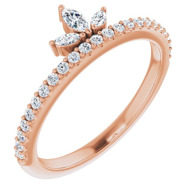 Diamond Crown Ring in 14k Rose Gold