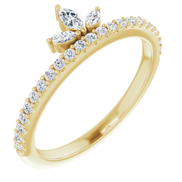 Diamond Crown Ring in 14k Yellow Gold