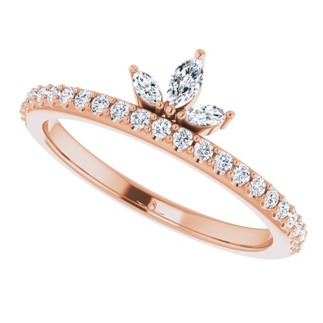 Diamond Crown Ring in 14k Rose Gold