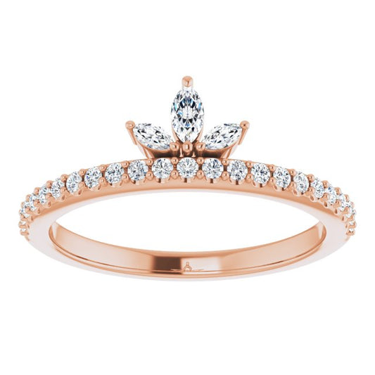 Diamond Crown Ring in 14k Rose Gold