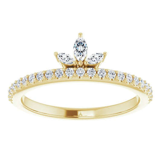 Diamond Crown Ring in 14k Yellow Gold