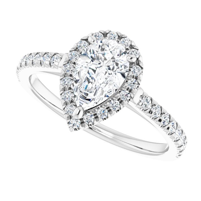 Asleo Halo-style Pear Engagement Ring in Platinum