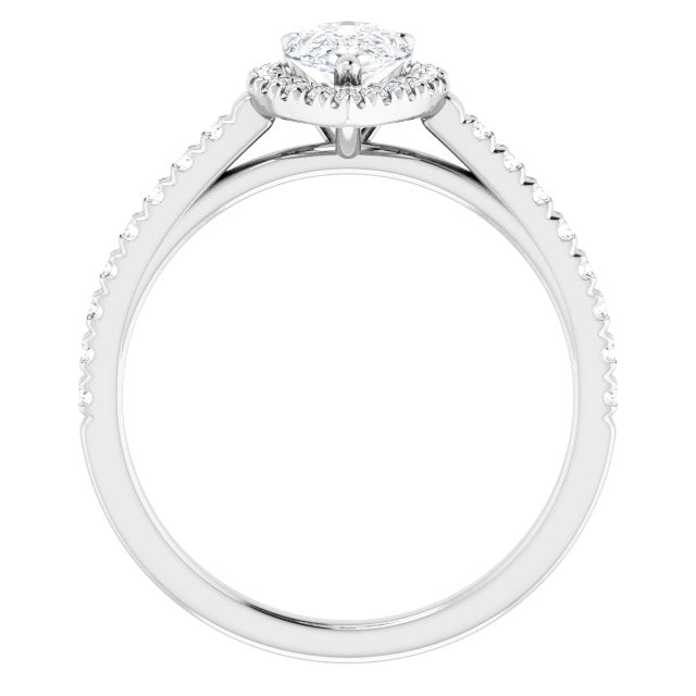 Asleo Halo-style Pear Engagement Ring in Platinum