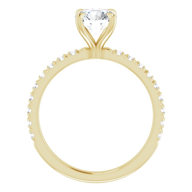 Asleo French Set Round Diamond Engagement Ring in 18k Yellow Gold