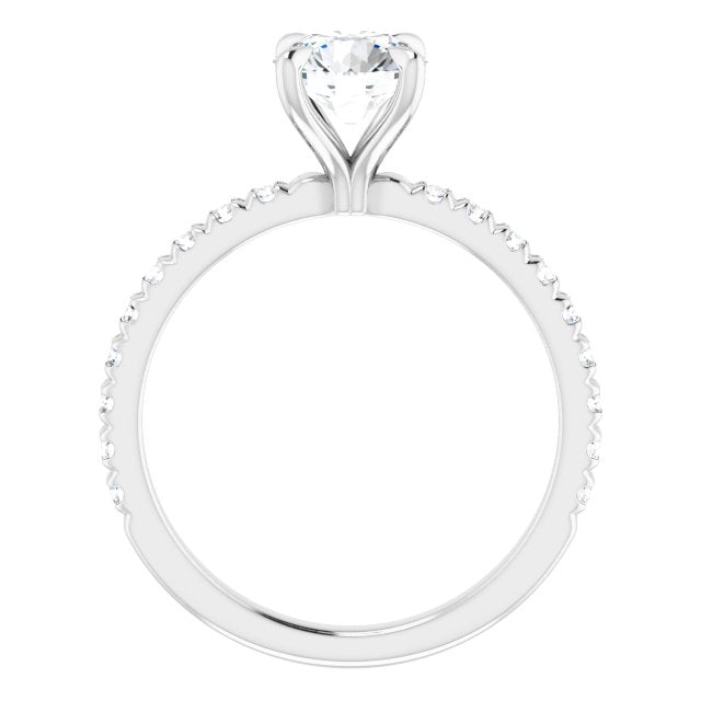 Asleo French Set Round Diamond Engagement Ring in Platinum