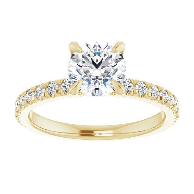 Asleo French Set Round Diamond Engagement Ring in 18k Yellow Gold