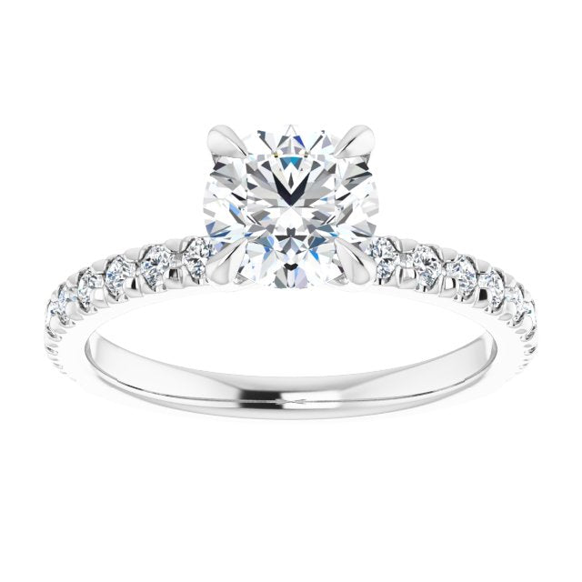 Asleo French Set Round Diamond Engagement Ring in Platinum