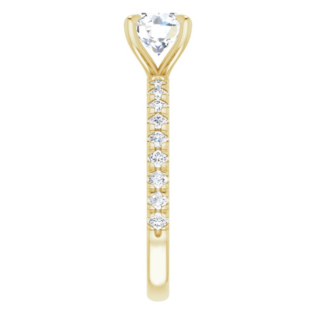 Asleo French Set Round Diamond Engagement Ring in 18k Yellow Gold