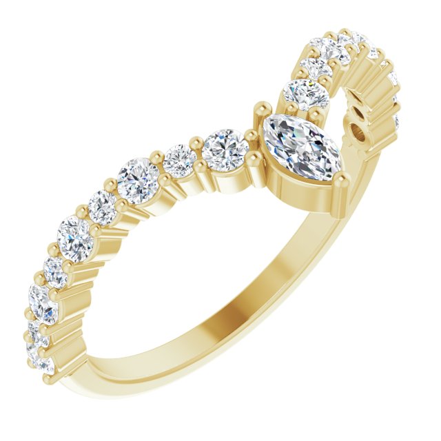 Accented  V Ring in 14k Yellow Gold