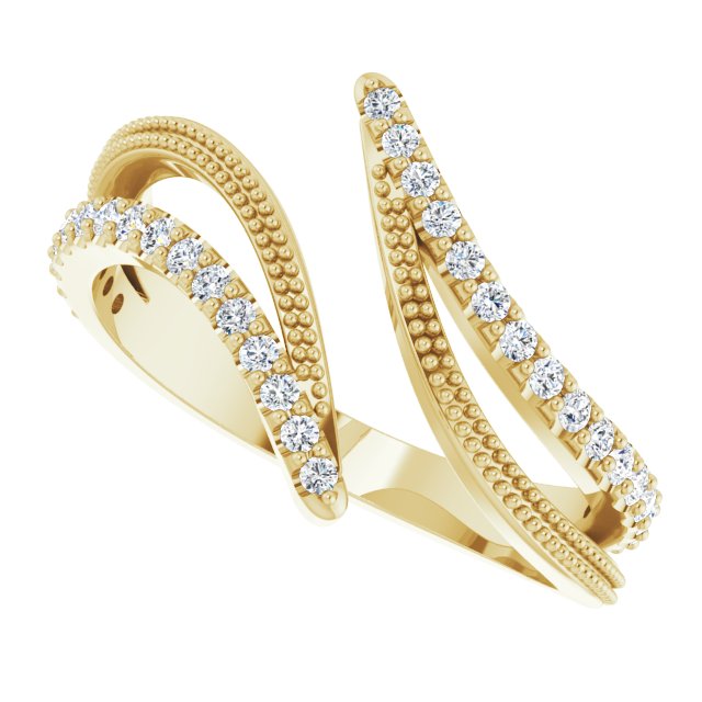 Diamond Bypass Ring in 14k Yellow Gold