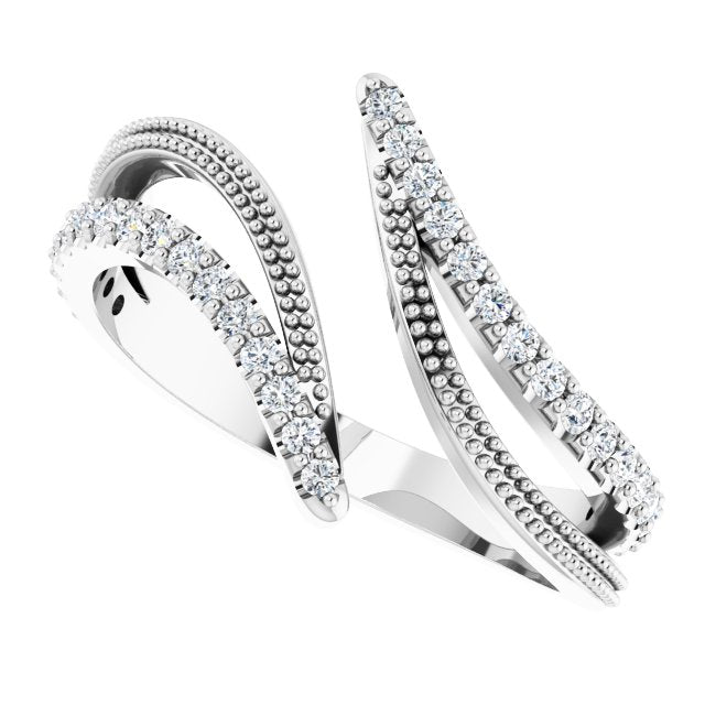 Diamond Bypass Ring in 14k White Gold