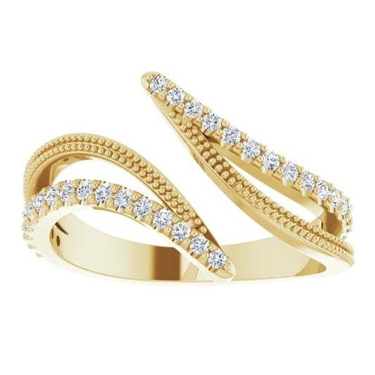 Diamond Bypass Ring in 14k Yellow Gold