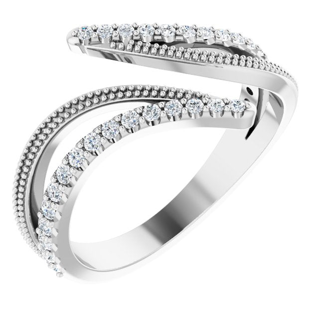 Diamond Bypass Ring in 14k White Gold