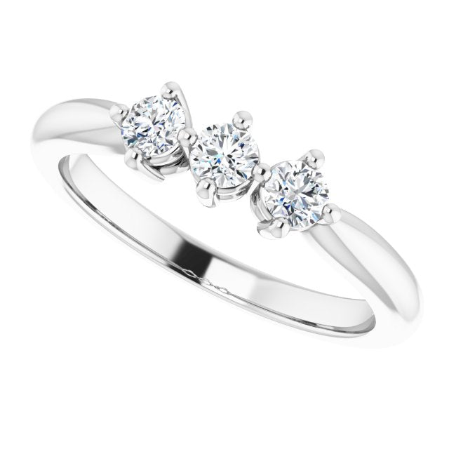 Three Stones Diamond Wedding Band in 14k White Gold