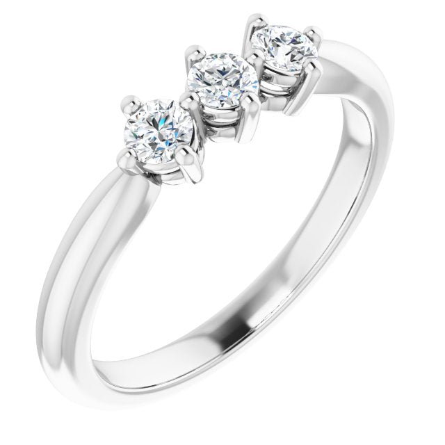 Three Stones Diamond Wedding Band in 14k White Gold