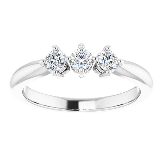 Three Stones Diamond Wedding Band in 14k White Gold