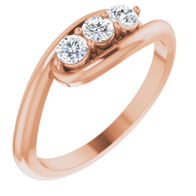 Diamond Three Stone Bypass Ring in 14k Rose Gold