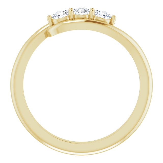 Diamond Three Stone Bypass Ring in 14k Yellow Gold