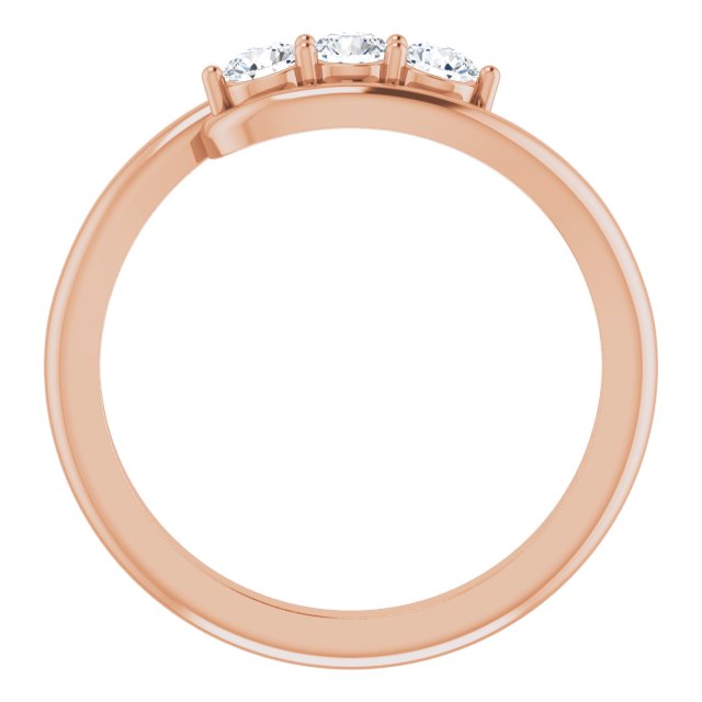 Diamond Three Stone Bypass Ring in 14k Rose Gold