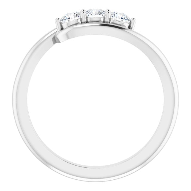 Diamond Three Stone Bypass Ring in 14k White Gold