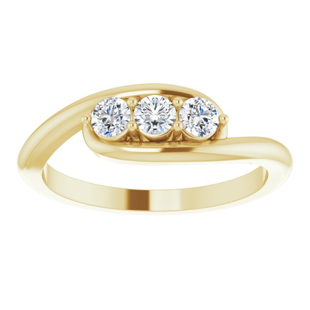 Diamond Three Stone Bypass Ring in 14k Yellow Gold