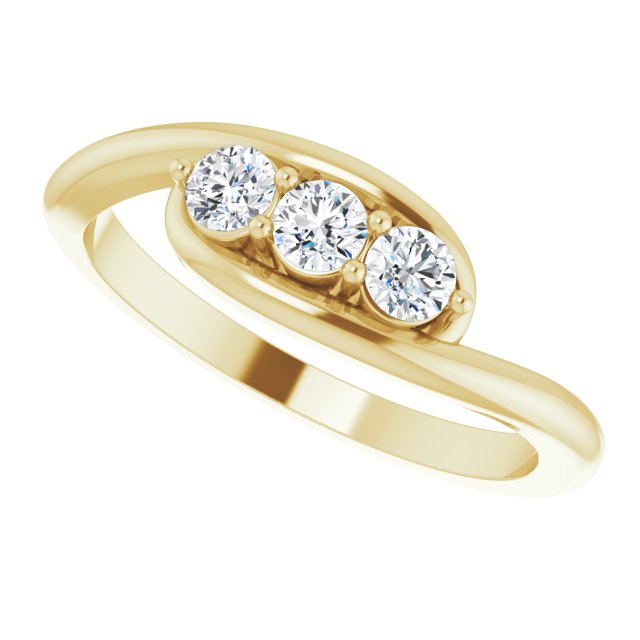 Diamond Three Stone Bypass Ring in 14k Yellow Gold