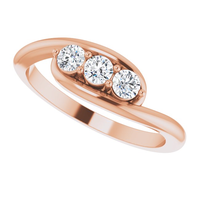 Diamond Three Stone Bypass Ring in 14k Rose Gold