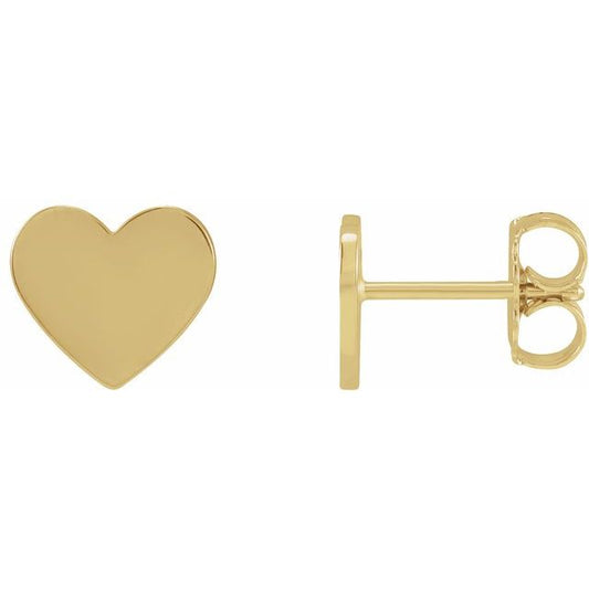 Engravable Heart Earrings in 14k Yellow Gold