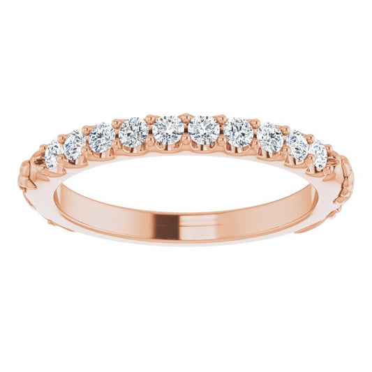 Diamond Floral Wedding Band in 14k Rose Gold