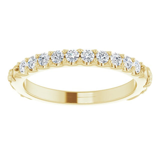 Diamond Floral Wedding Band in 14k Yellow Gold