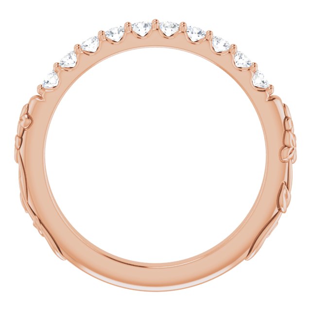 Diamond Floral Wedding Band in 14k Rose Gold