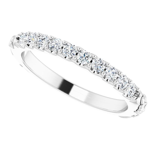 Diamond Floral Wedding Band in 14k White Gold