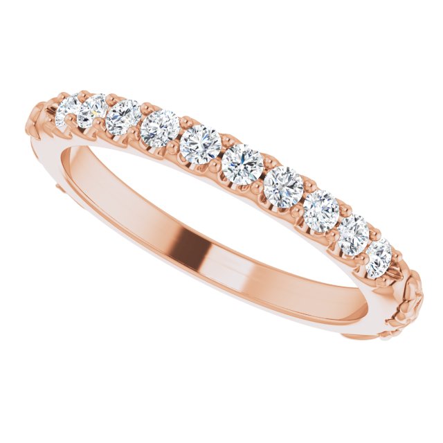 Diamond Floral Wedding Band in 14k Rose Gold