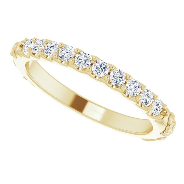 Diamond Floral Wedding Band in 14k Yellow Gold