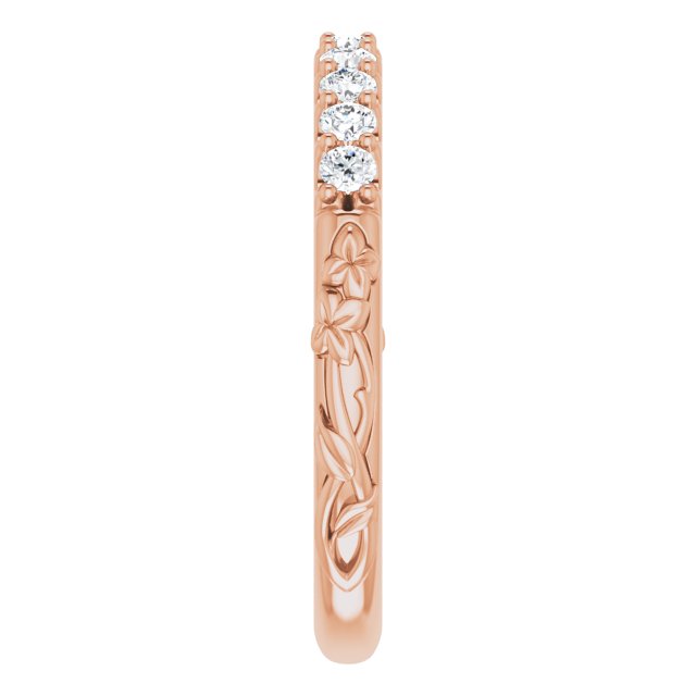 Diamond Floral Wedding Band in 14k Rose Gold