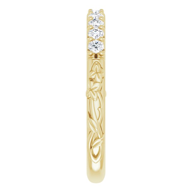 Diamond Floral Wedding Band in 14k Yellow Gold