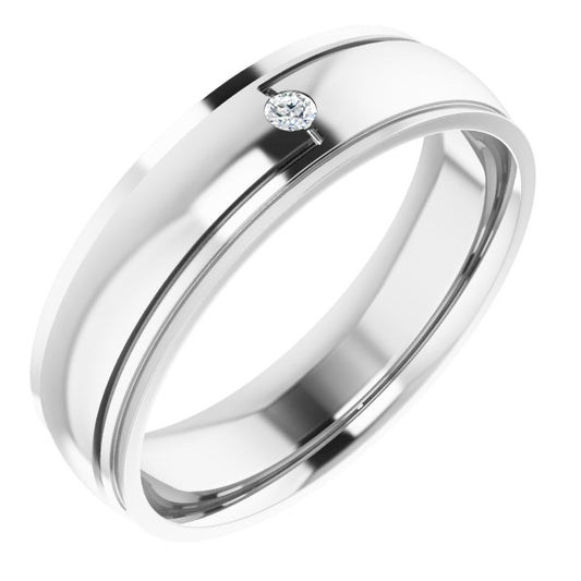 Men Accented Band with Diamond in 14k White Gold