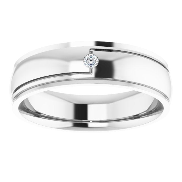 Men Accented Band with Diamond in 14k White Gold