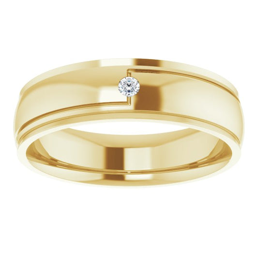 Men Accented Band with Diamond in 18k Yellow Gold