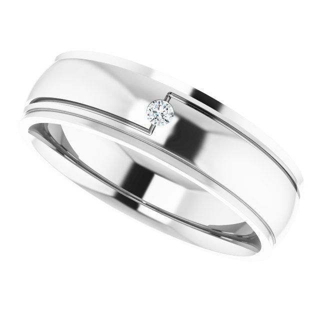 Men Accented Band with Diamond in 14k White Gold