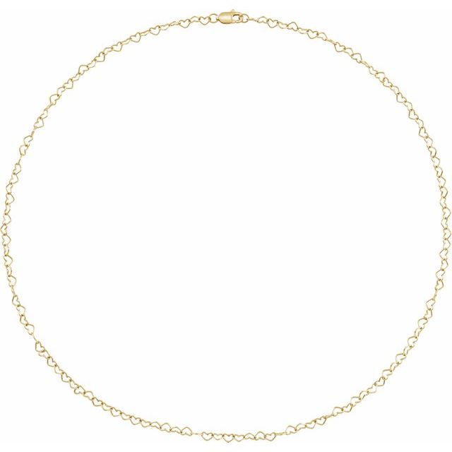 Heart Link Bracelet in 14k Yellow Gold