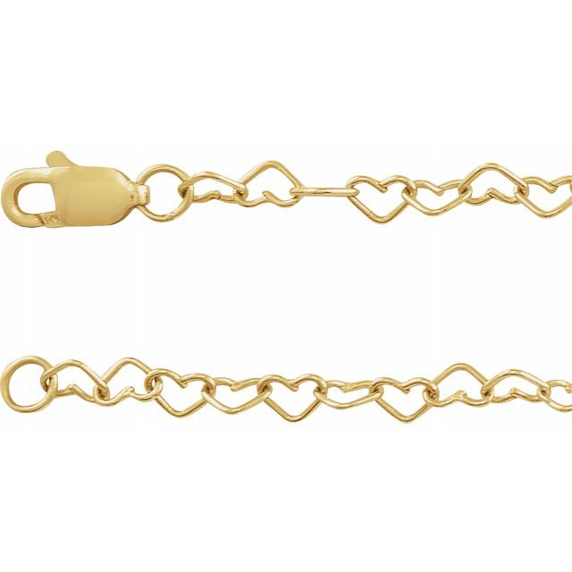 Heart Link Bracelet in 14k Yellow Gold