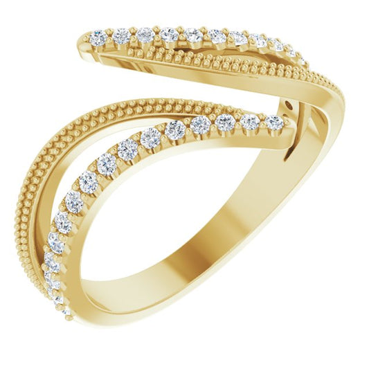 Diamond Bypass Ring in 14k Yellow Gold