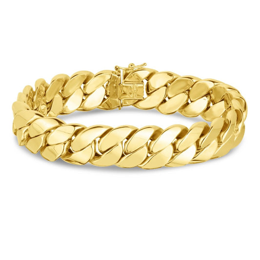 14mm Miami Cuban Bracelet in 14k Yellow Gold