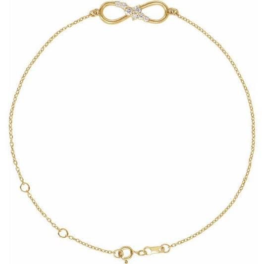 Natural Diamond Infinity Bracelet in 14k Yellow Gold